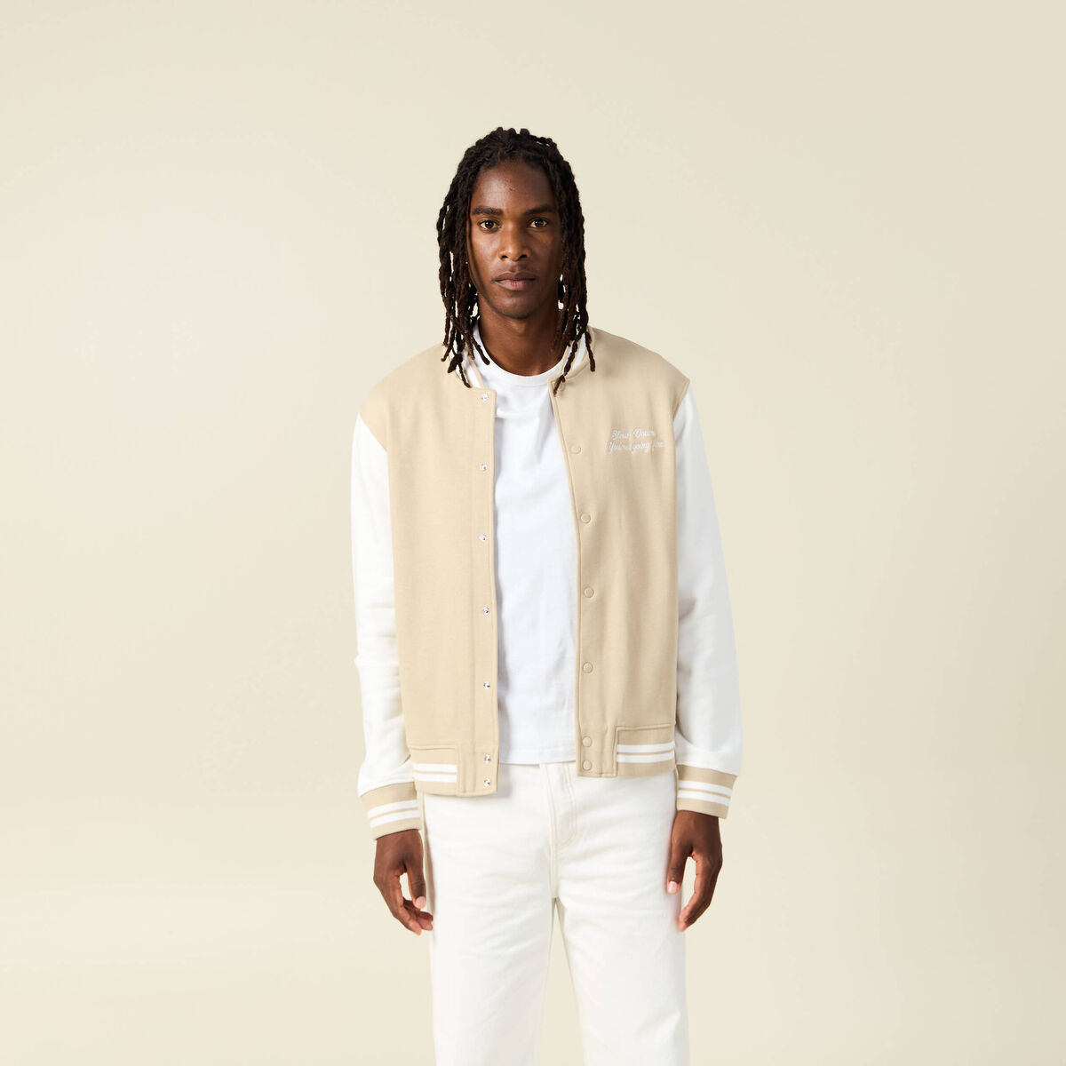Veste sweat oversize manches longues beige homme