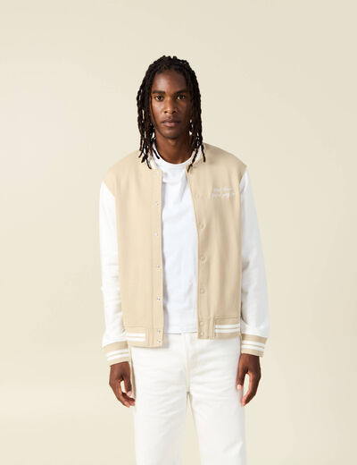 Veste sweat oversize manches longues beige homme