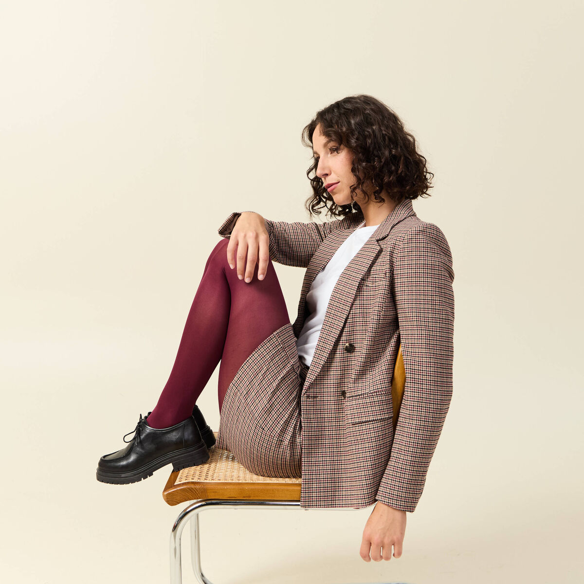 Veste blazer double boutonnage beige femme
