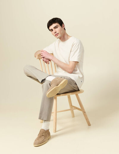 T-shirt ample en coton manches courtes ecru homme
