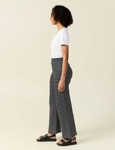 Pantalon large en maille noir femme
