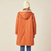 Parka droite à capuche doublée orange foncé femme