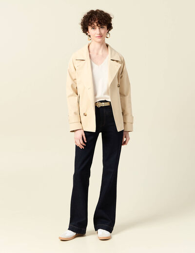 Pull manches longues creme femme