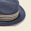 Chapeau trilby tressé bleu marine homme