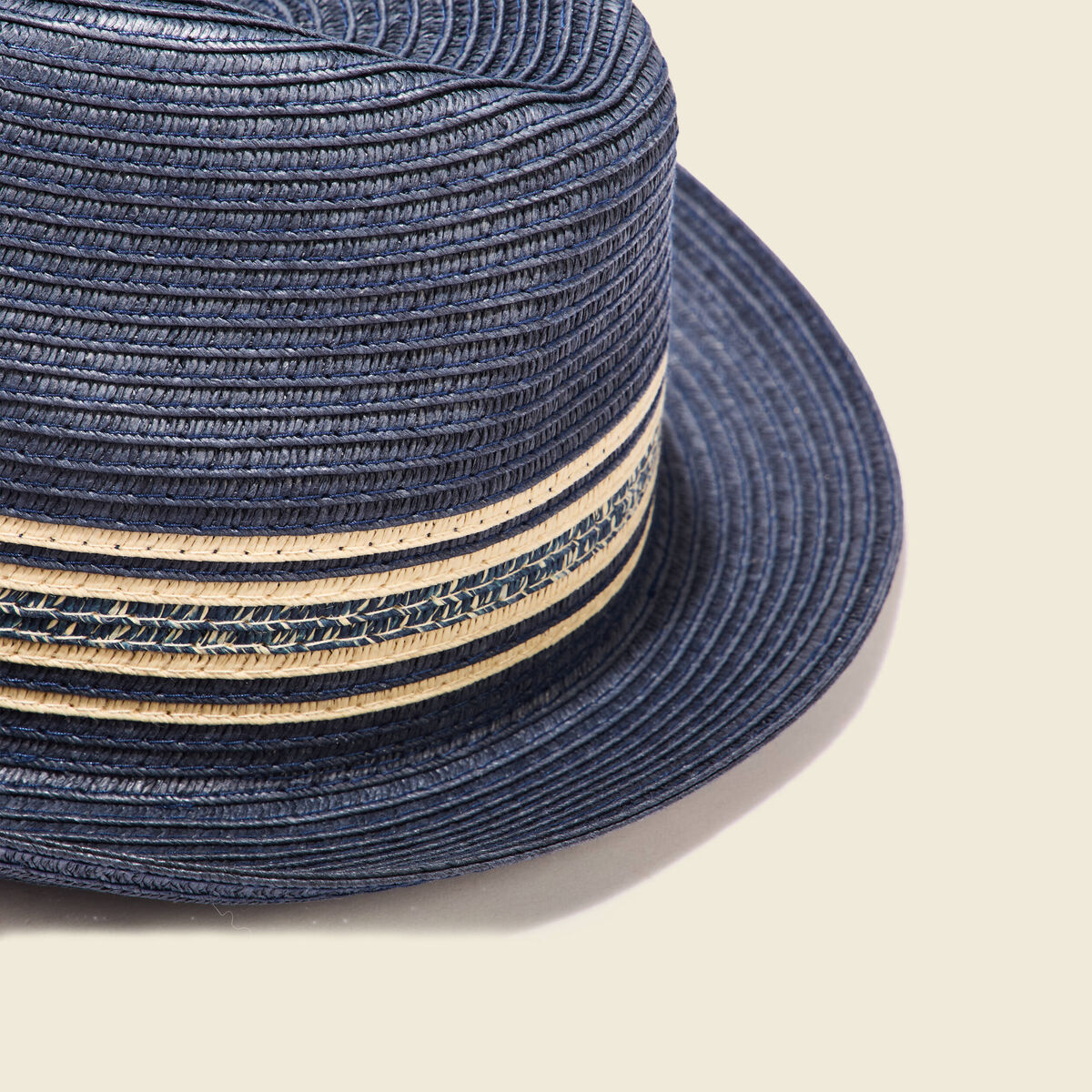 Chapeau trilby tressé bleu marine homme