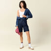 Bermuda droit pinces en jean denim brut femme