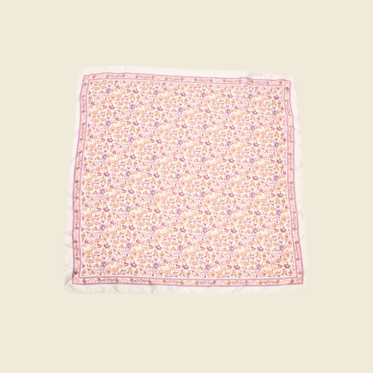 Foulard carré satin ecru femme
