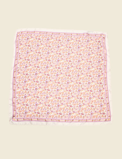 Foulard carré satin ecru femme