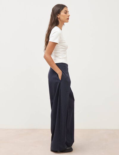 Pantalon ample taille standard bleu marine femme