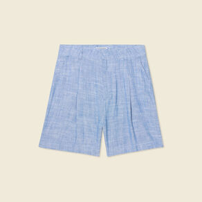 short droit avec pinces bleu femme Short droit avec pinces bleu femme