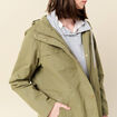 Parka longue à capuche vert kaki femme