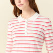 Polo ray&eacute; manches longues blanc femme