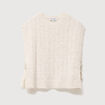 Pull droit cropped sans manches creme femme