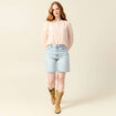 Blouse manches longues brodée rose poudrée femme