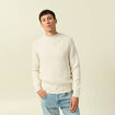 Pull col rond manches longues ecru homme