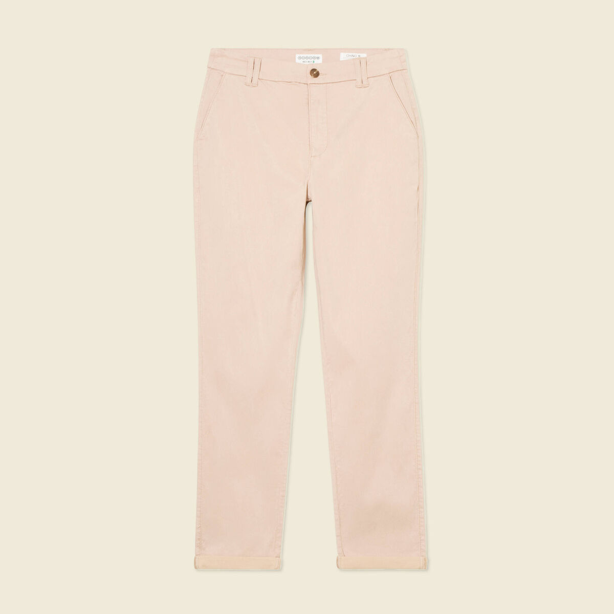 Pantalon chino cigarette rose clair femme