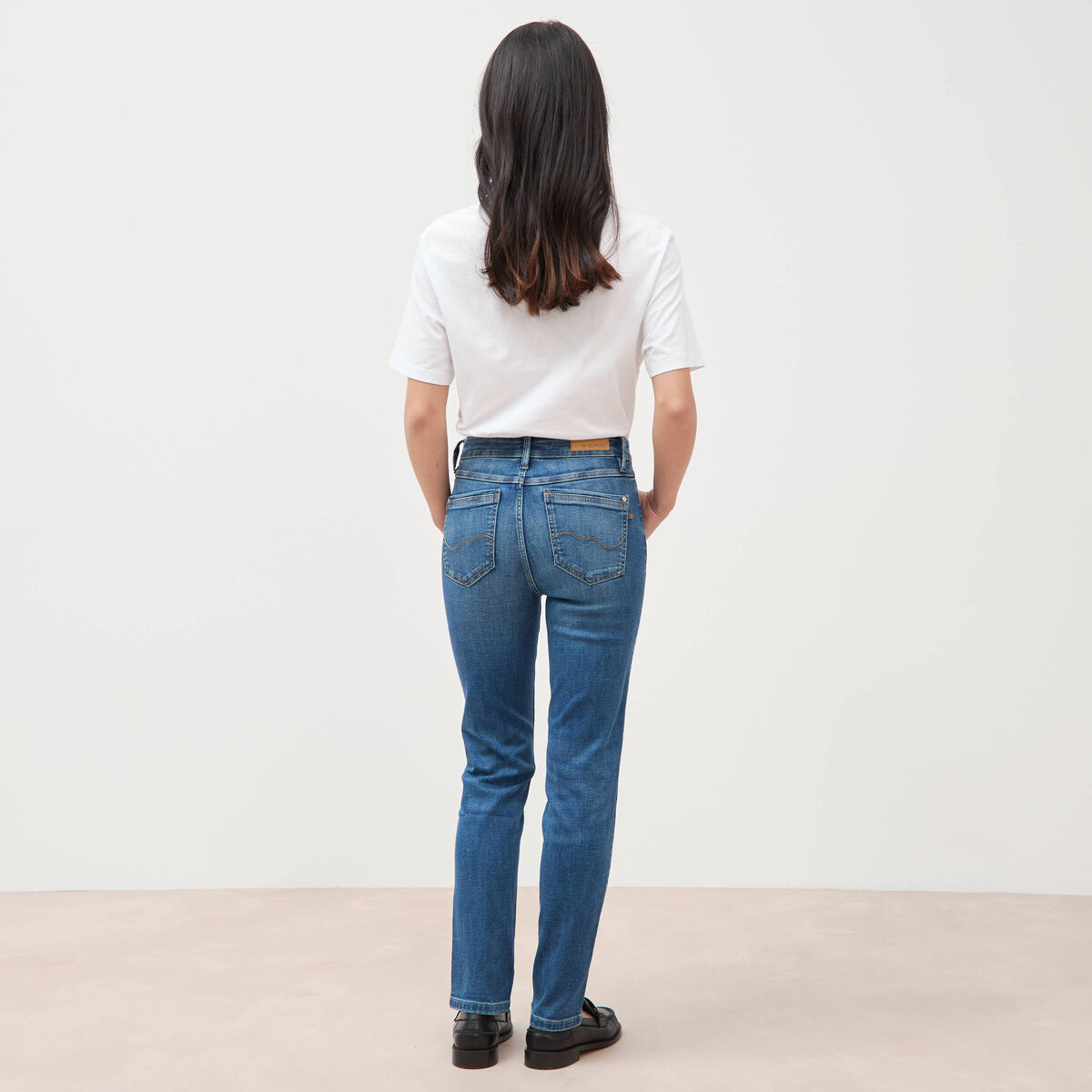 Jeans slim taille haute 7/8&egrave;me denim stone femme