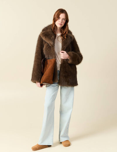 Jeans large taille haute denim snow bleu femme