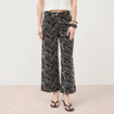 Pantalon loose en coton doubl&eacute; noir femme