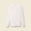 Chemise col rond manches longues brod&eacute;e ecru femme