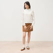 Pull droit col montant manches longues ecru femme