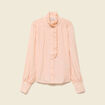 Chemise manches longues col montant rose champagne femme