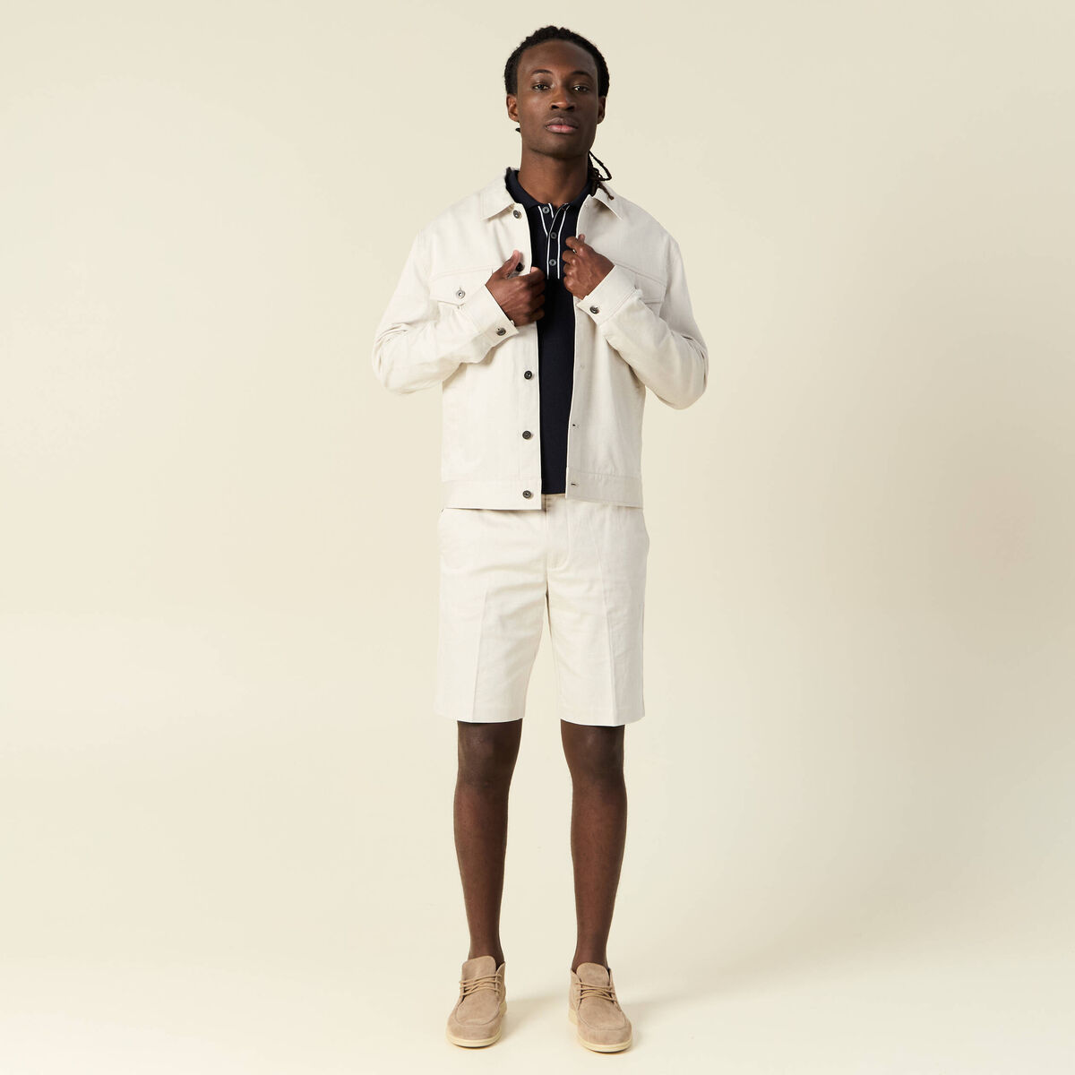 Veste boutonn&eacute;e sable homme