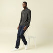 Polo cintr&eacute; manches longues noir homme