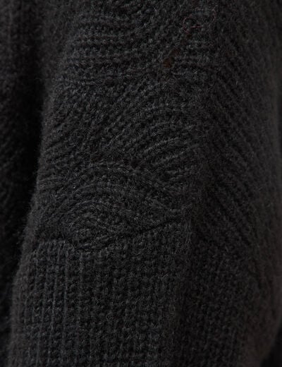 Gilet manches longues col v noir femme