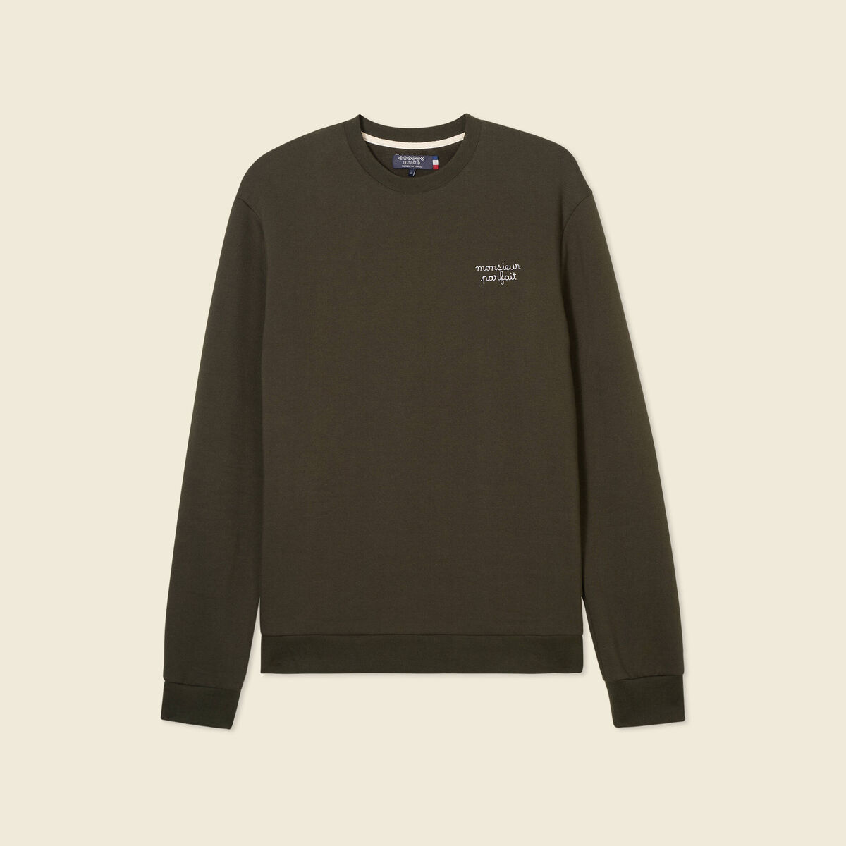 Sweat manches longues vert kaki homme