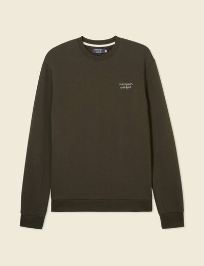 Sweat manches longues vert kaki homme