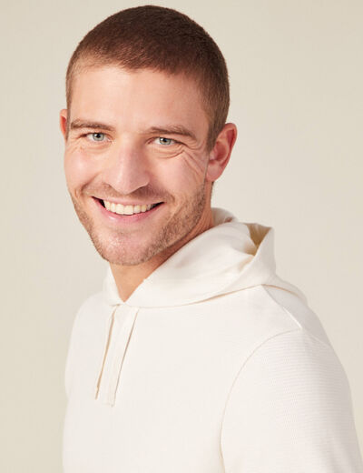 T-shirt à capuche ecru homme