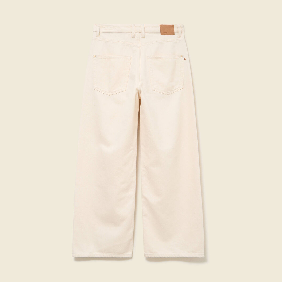Jeans loose taille bascul&eacute;e ecru femme