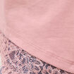 T-shirt droit col rond avec dentelle vieux rose femme