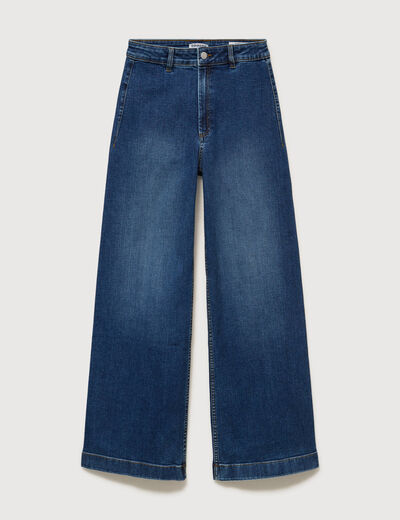 Jeans large taille haute denim stone femme