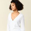 Gilet manches longues boutonné blanc femme