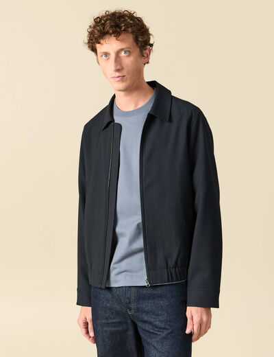 Blouson manches longues col classique bleu marine homme
