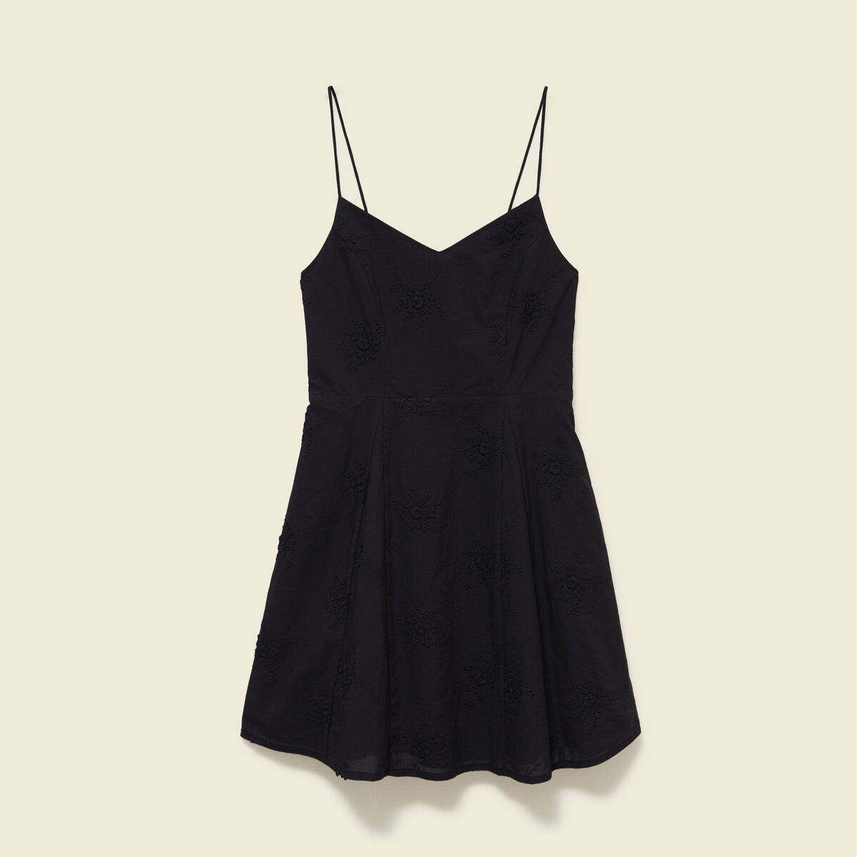 Robe col c&oelig;ur &agrave; bretelles en coton noir femme
