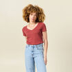 T-shirt manches courtes rouge foncé femme