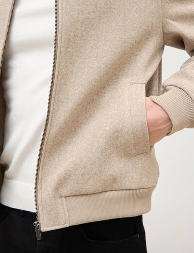 Blouson doubl&eacute; manches longues beige homme