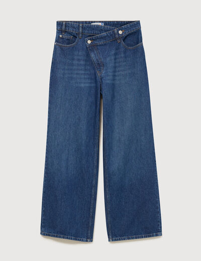 Jeans loose taille haute en coton denim stone femme