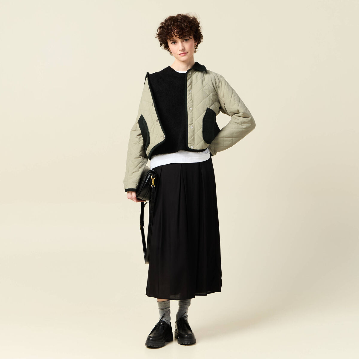 Jupe longue évasée noir femme