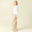 Pull manches longues col rond ecru femme