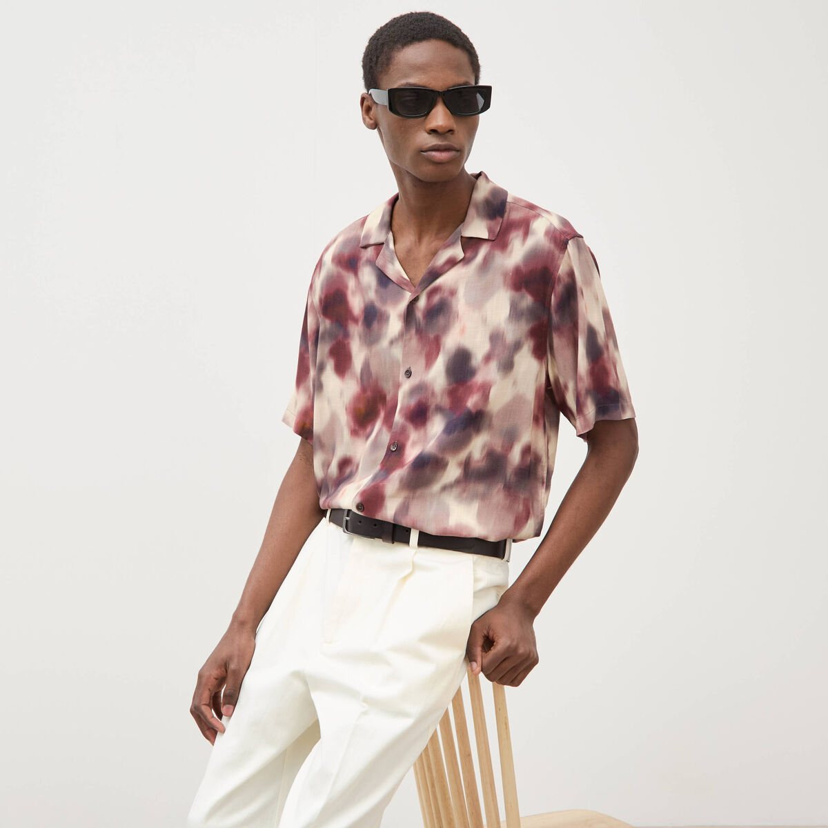 Chemise boyfriend manches courtes prune homme