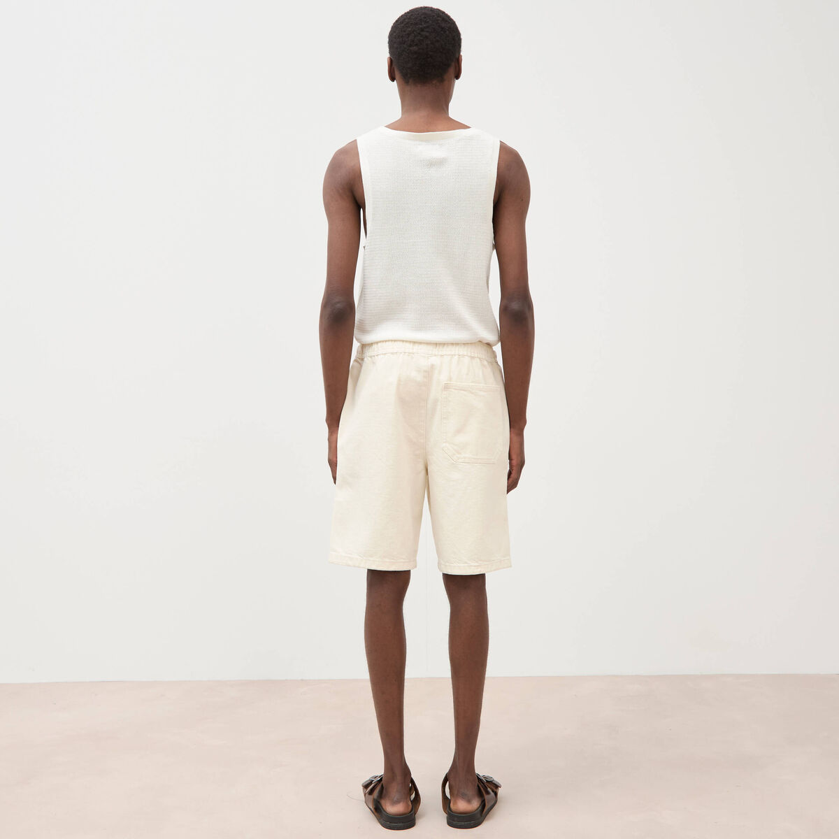 Bermuda en coton ecru homme