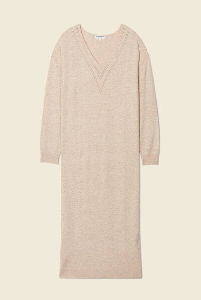Robe pull éco-responsable creme femme