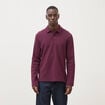Polo droit manches longues en coton prune homme