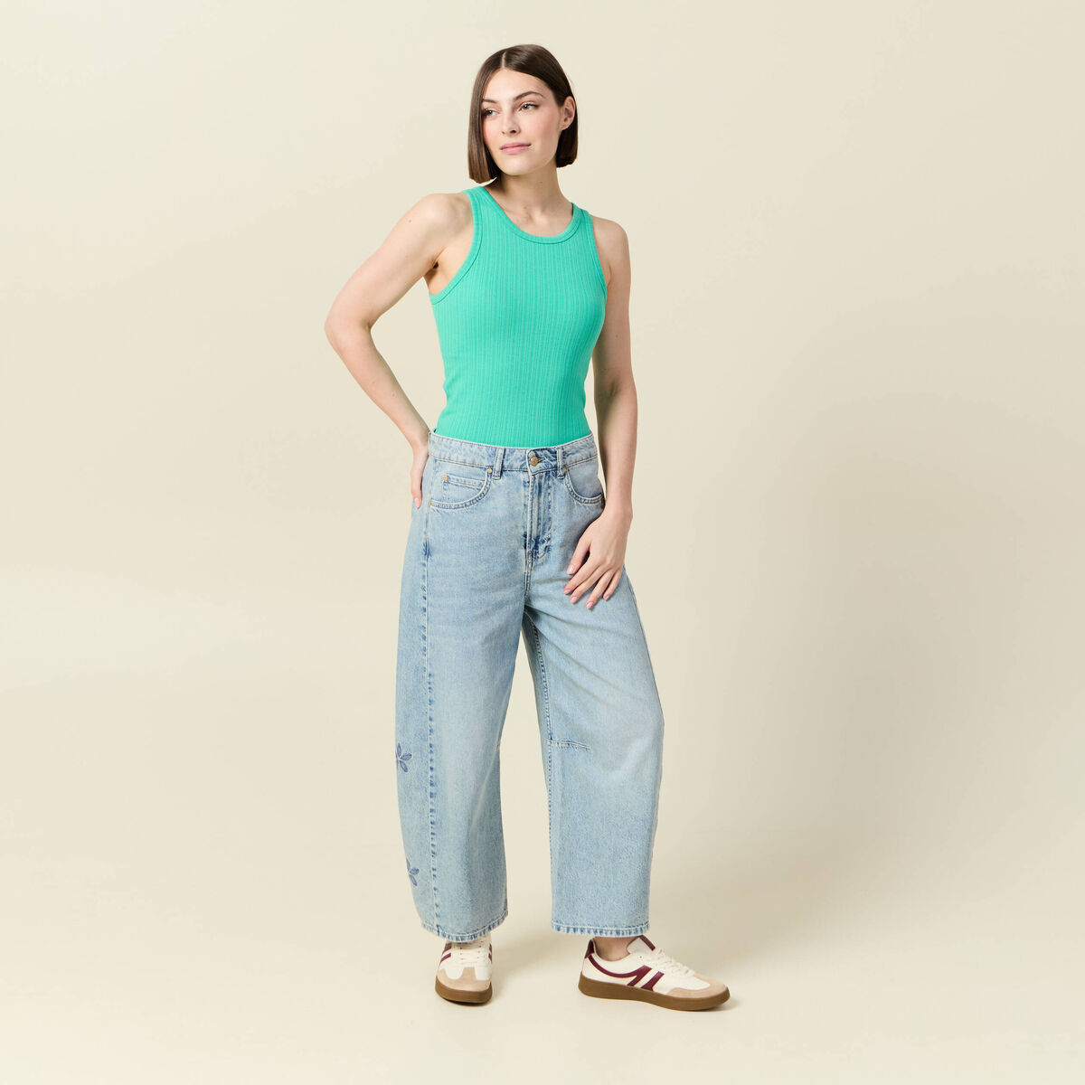 Débardeur 2 en 1 avec brassière intégrée vert turquoise femme