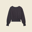 Sweat manches longues smocké gris foncé femme