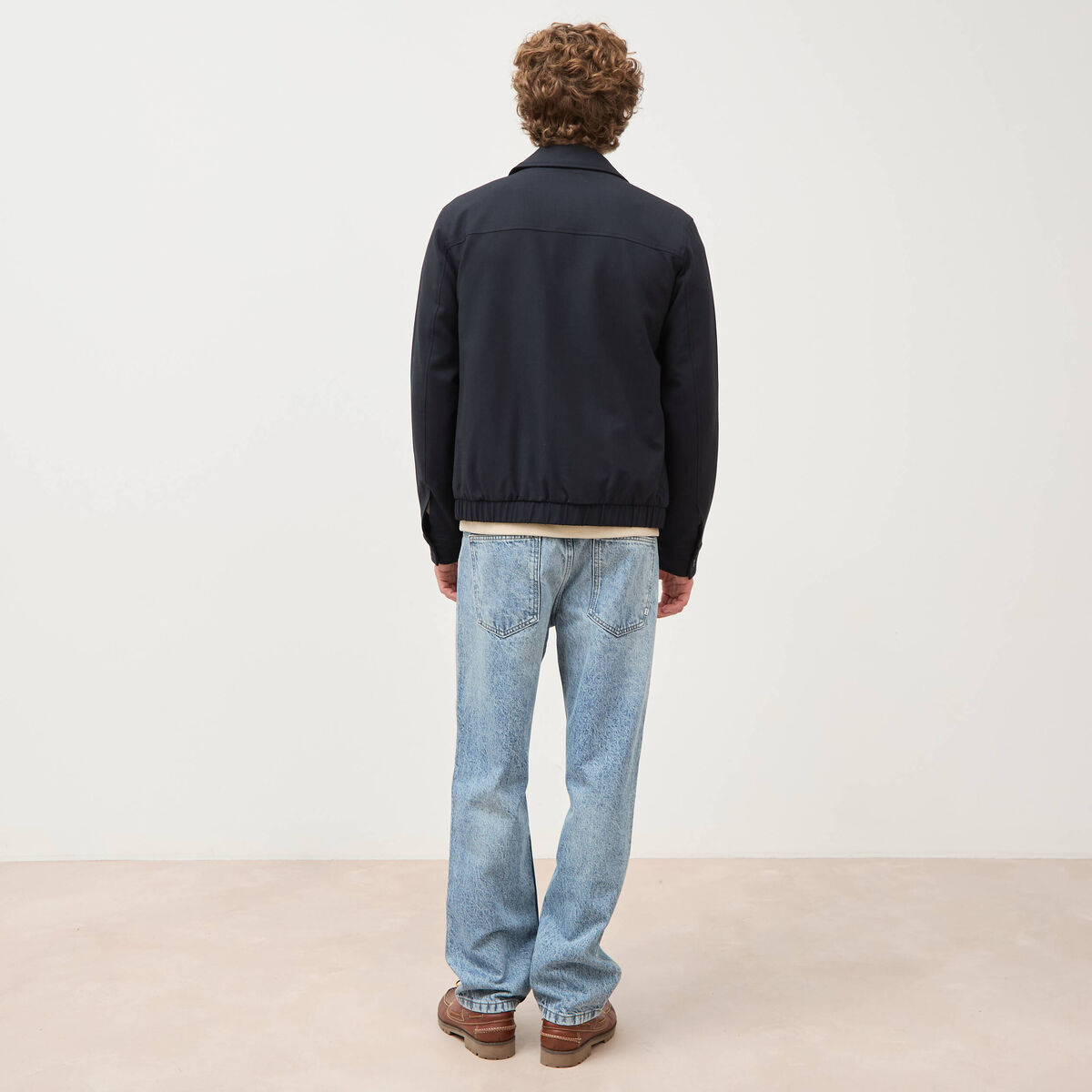 Blouson manches longues doubl&eacute; bleu marine homme